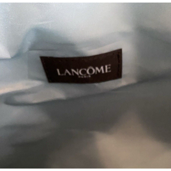 Lancome Paris Duffle Shoulder Bag Blue Gold Metallic Fibers Adj Strap Travel Bag - Picture 6 of 10